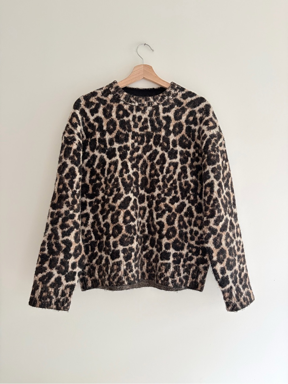 Anine Bing // Sydney Leopard Alpaca Wool Crew Neck Sweater